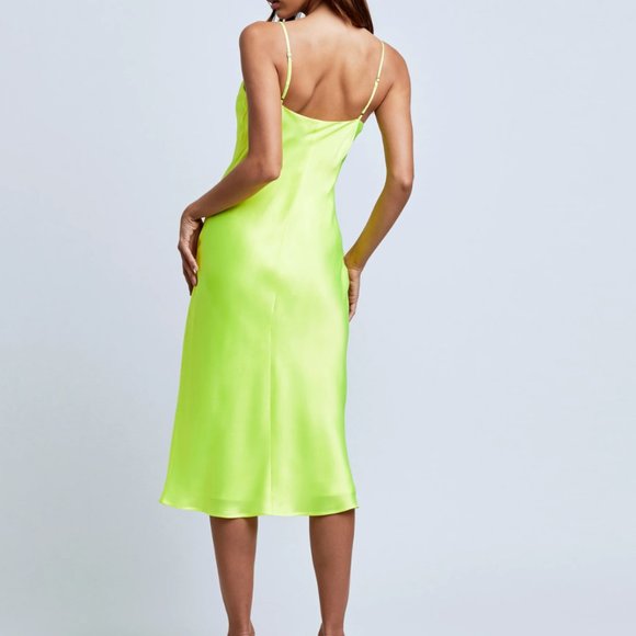 Brand New L'AGENCE Jodie Slip Dress in Chartreuse - Picture 3 of 8